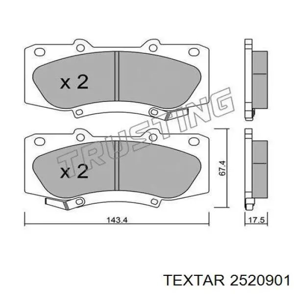 Передние тормозные колодки 2520901 Textar