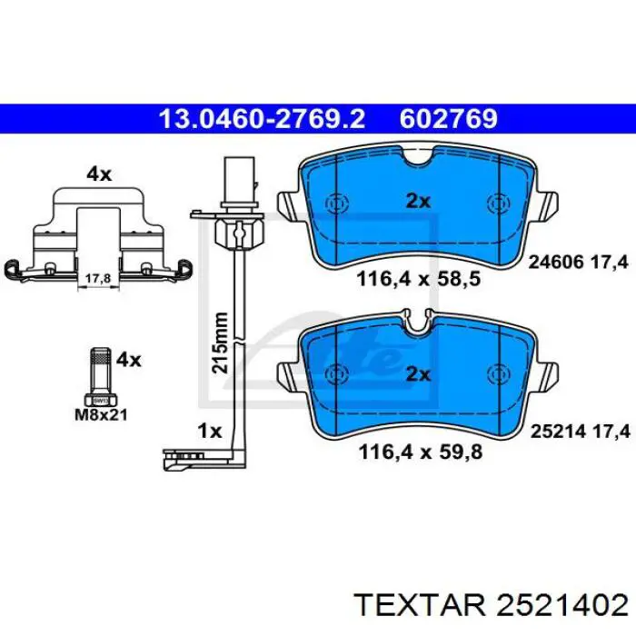 Купить 2521402 Textar Колодки тормозные задние, дисковые
