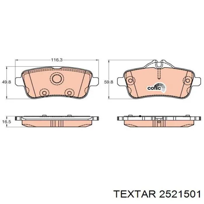 Купить 2521501 Textar Колодки тормозные задние, дисковые