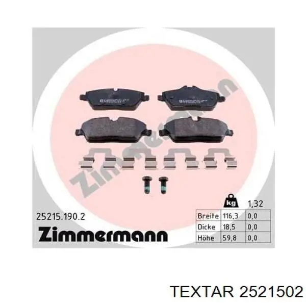 Задние тормозные колодки 2521502 Textar