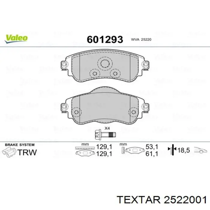 Тормозные колодки Textar 2522001