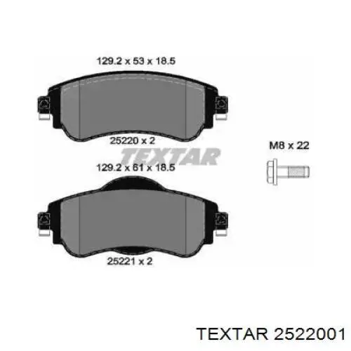 Передние тормозные колодки 2522001 Textar