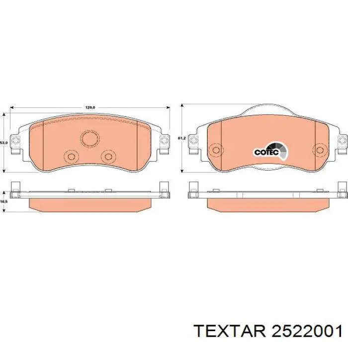Передние тормозные колодки 2522001 Textar