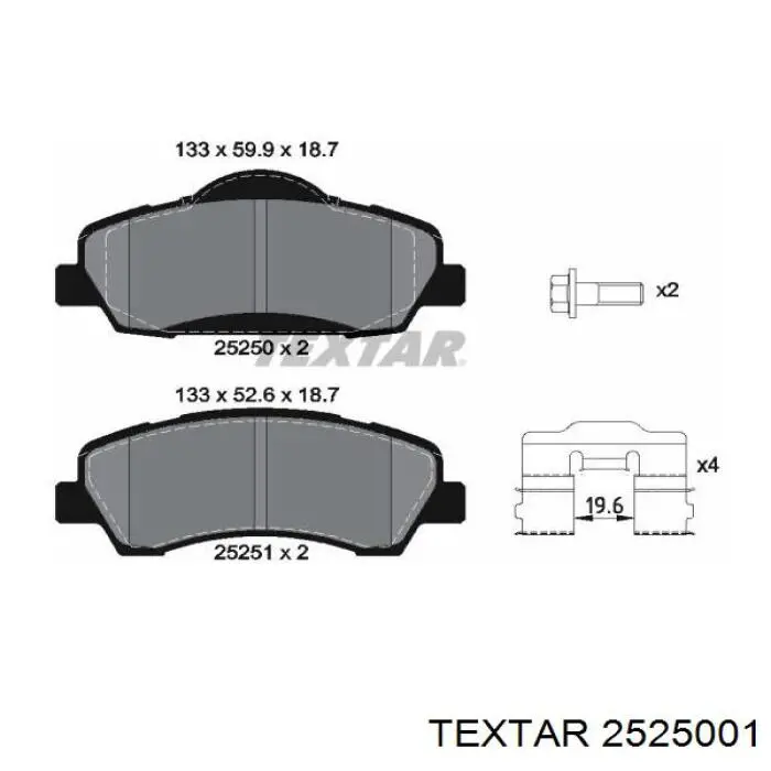 Купить 2525001 Textar Колодки тормозные