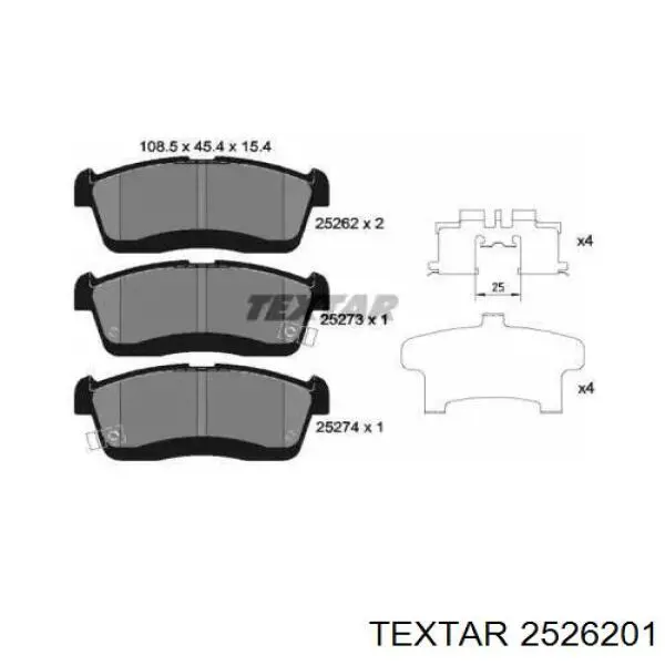 Передние тормозные колодки 2526201 Textar
