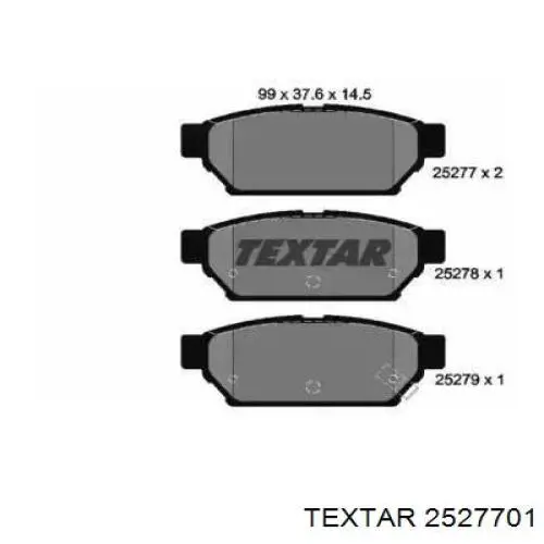 Задние тормозные колодки 2527701 Textar