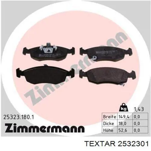 Колодки Textar 2532301 цена, от 32.01 USD