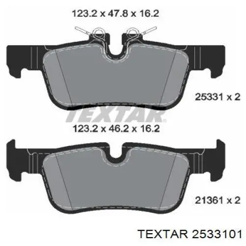 2533101 Textar sapatas do freio traseiras de disco