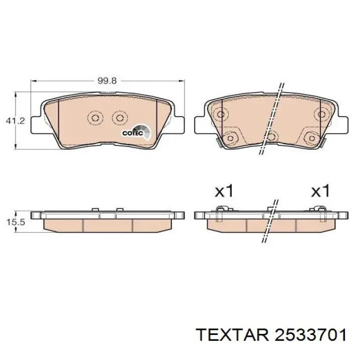 Купить 2533701 Textar Колодки тормозные задние, дисковые