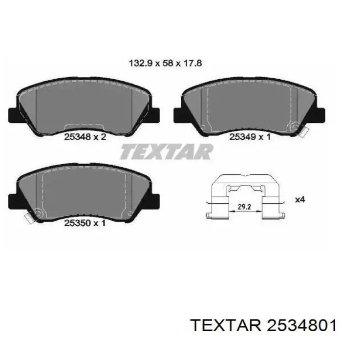 Передние тормозные колодки 2534801 Textar