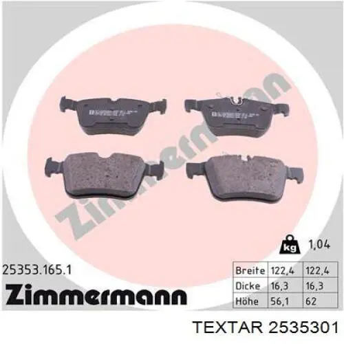 Колодки дисковые  Textar 2535301 цена, от 47.90 USD