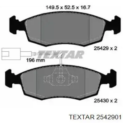 Передние тормозные колодки 2542901 Textar