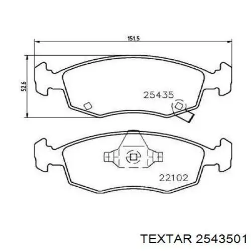 Передние тормозные колодки 2543501 Textar