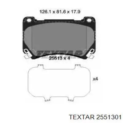 Передние тормозные колодки 2551301 Textar