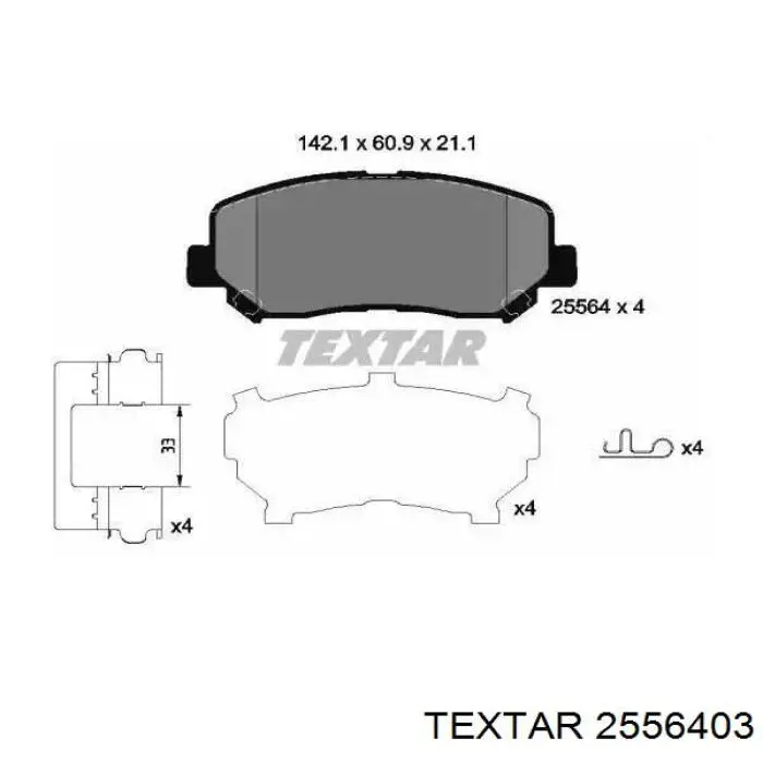 2556403 Textar sapatas do freio dianteiras de disco