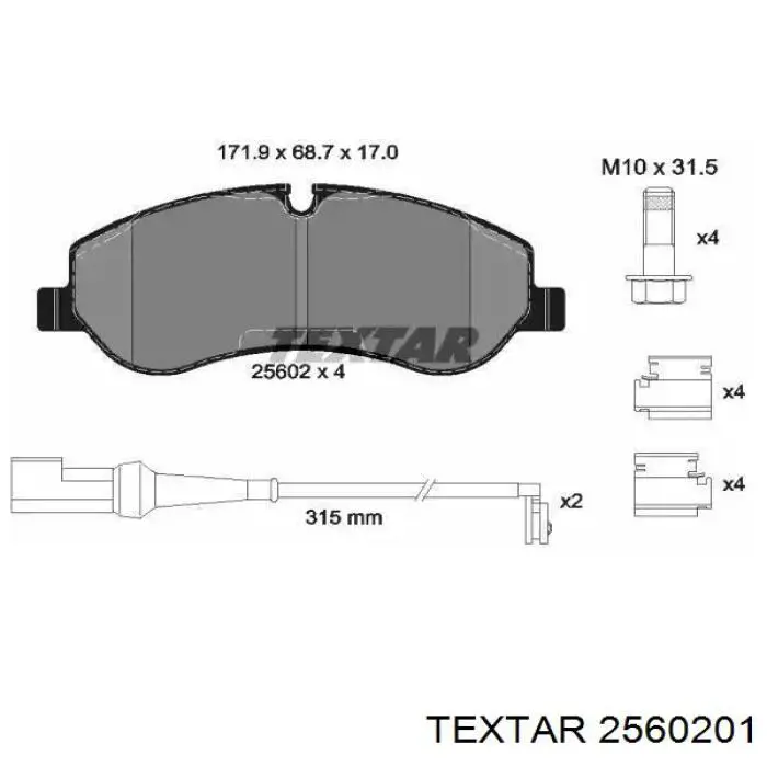 2560201 Textar sapatas do freio dianteiras de disco