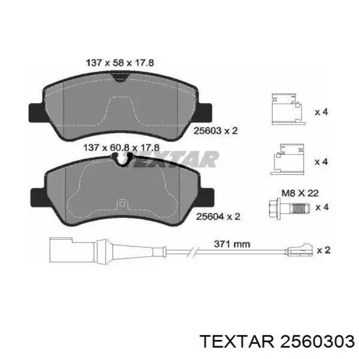 2560303 Textar sapatas do freio traseiras de disco