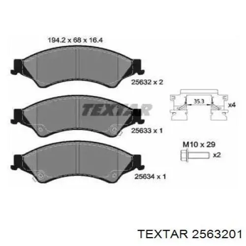 Передние тормозные колодки 2563201 Textar