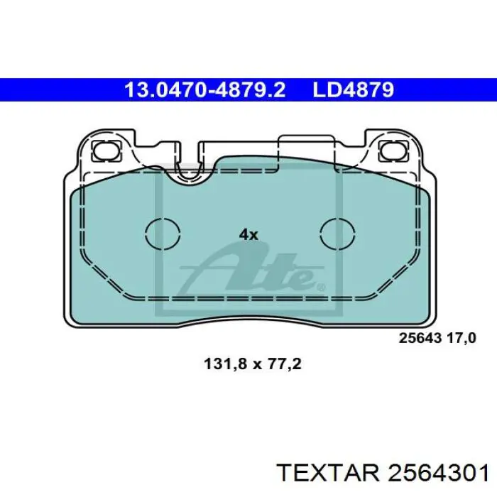 Купить 2564301 Textar Колодки тормозные