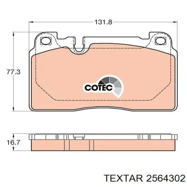 Передние тормозные колодки 2564302 Textar
