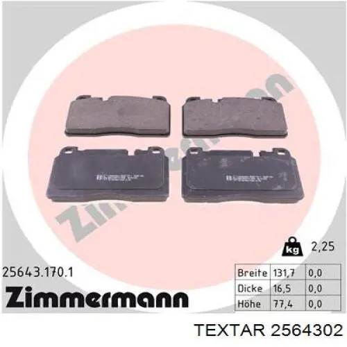 Купить 2564302 Textar Колодки тормозные