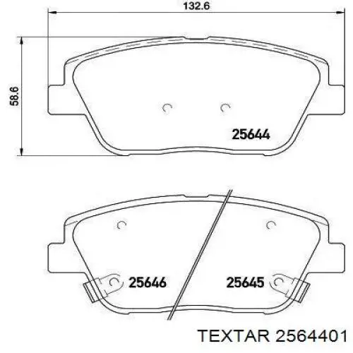 Передние тормозные колодки 2564401 Textar