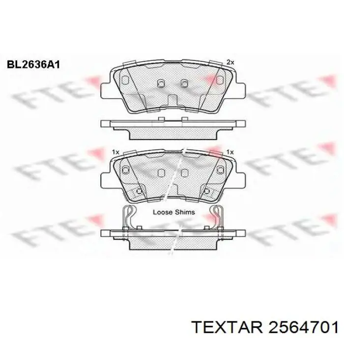 Задние тормозные колодки 2564701 Textar