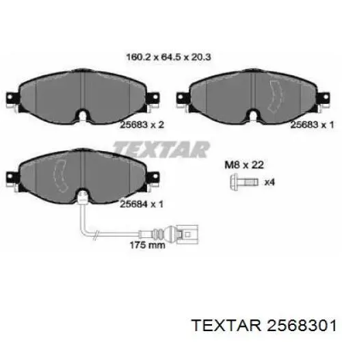 Тормозные колодки Textar 2568301