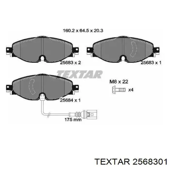 Передние тормозные колодки 2568301 Textar