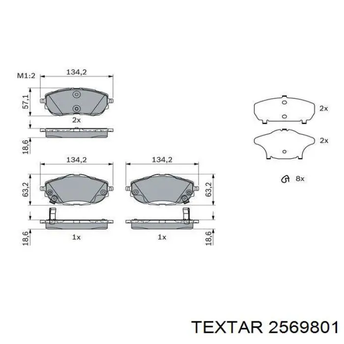 Передние тормозные колодки 2569801 Textar