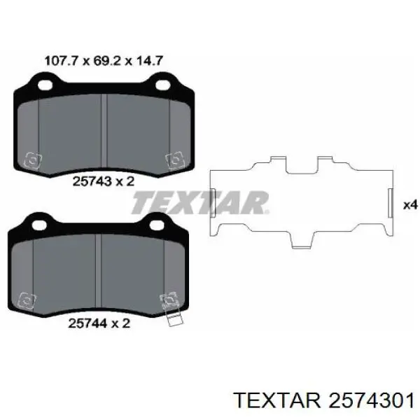 Купить 2574301 Textar Колодки тормозные задние, дисковые