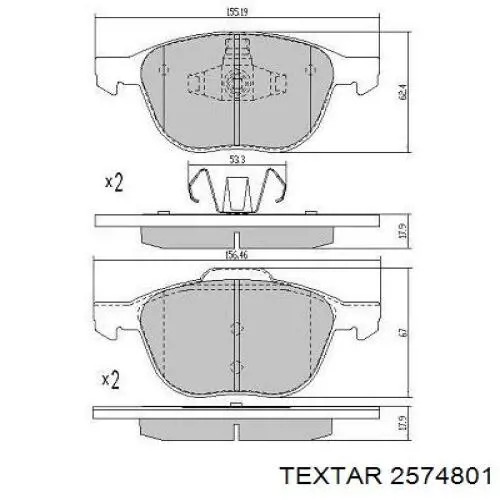 Передние тормозные колодки 2574801 Textar