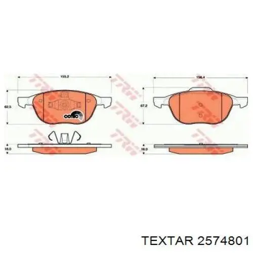 Тормозные колодки Textar 2574801