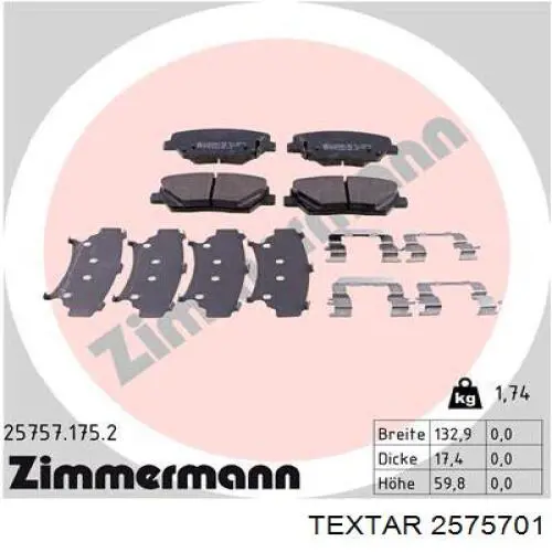 Колодки Textar 2575701 цена, от 50.39 USD