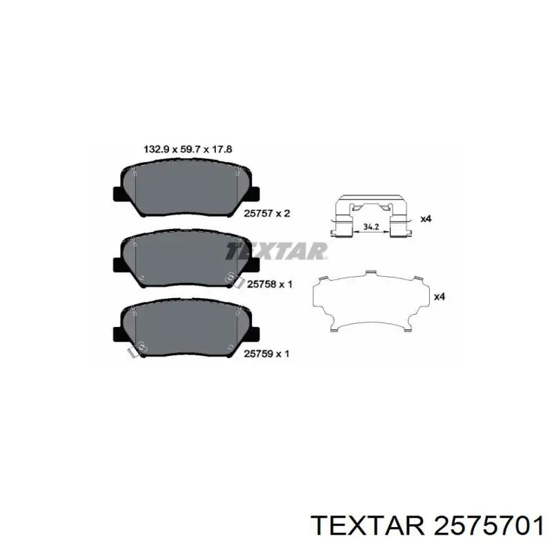 Передние тормозные колодки 2575701 Textar