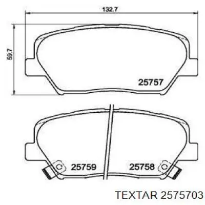 Передние тормозные колодки 2575703 Textar