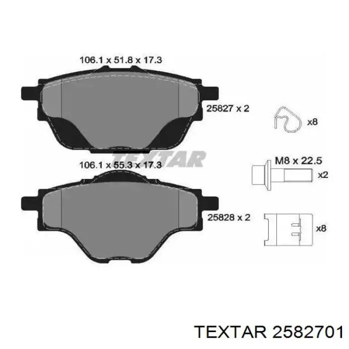 2582701 Textar sapatas do freio traseiras de disco