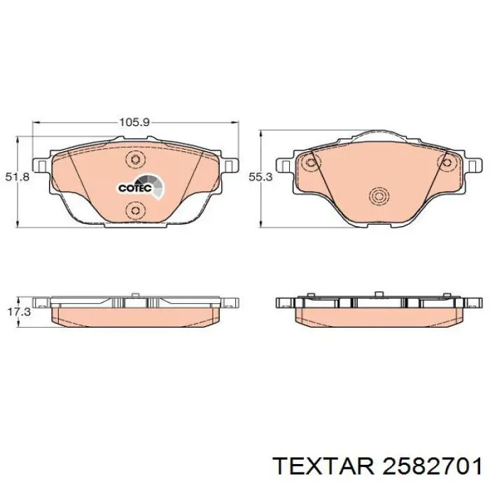 Колодки дисковые  Textar 2582701 цена, от 46.53 USD