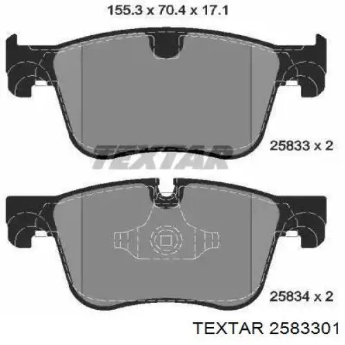 2583301 Textar sapatas do freio dianteiras de disco