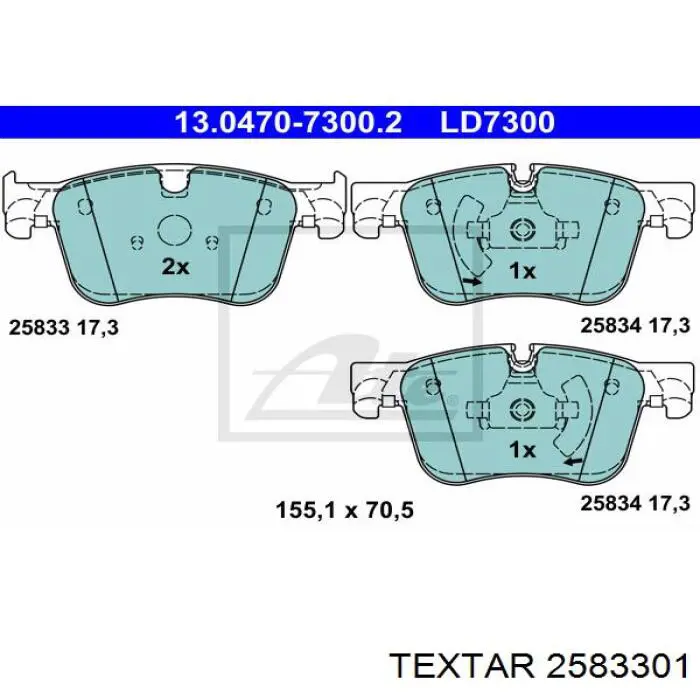 Передние тормозные колодки 2583301 Textar