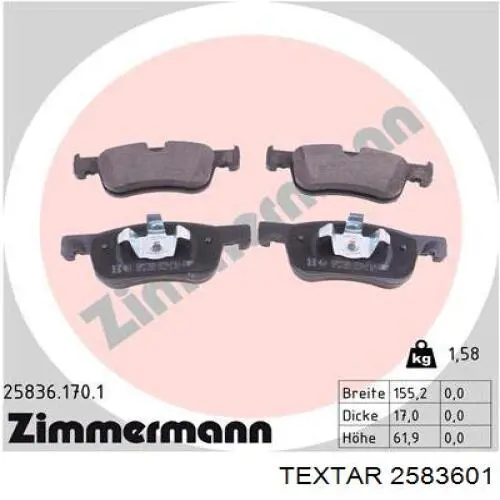 Колодки Textar 2583601 цена, от 41.40 USD