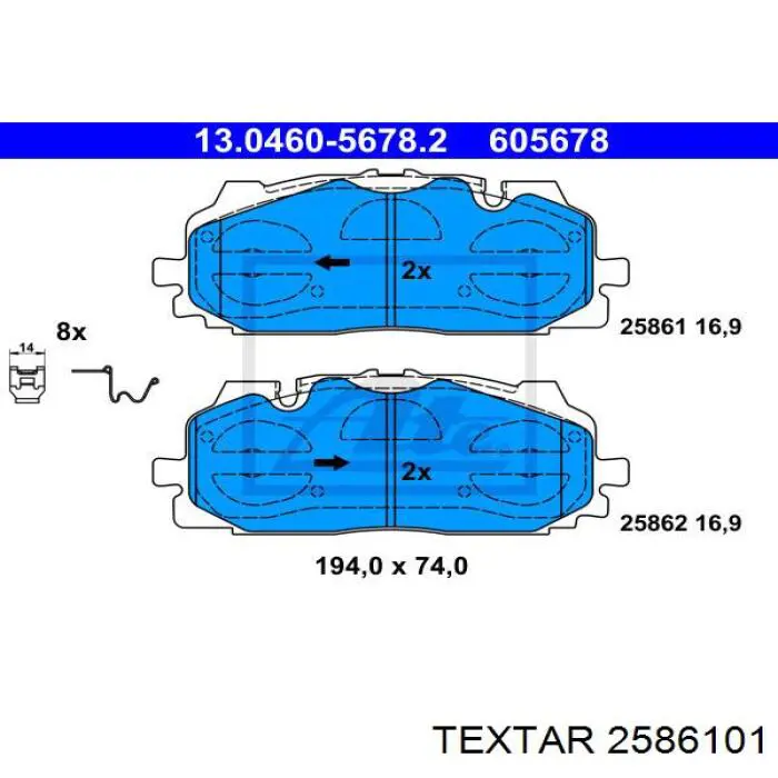 Колодки Textar 2586101 цена, от 139.27 USD