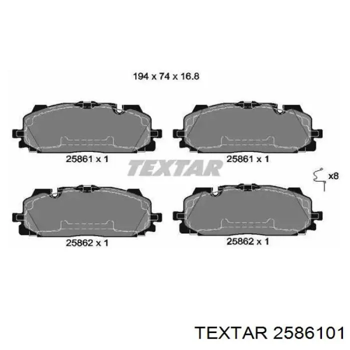 2586101 Textar sapatas do freio dianteiras de disco