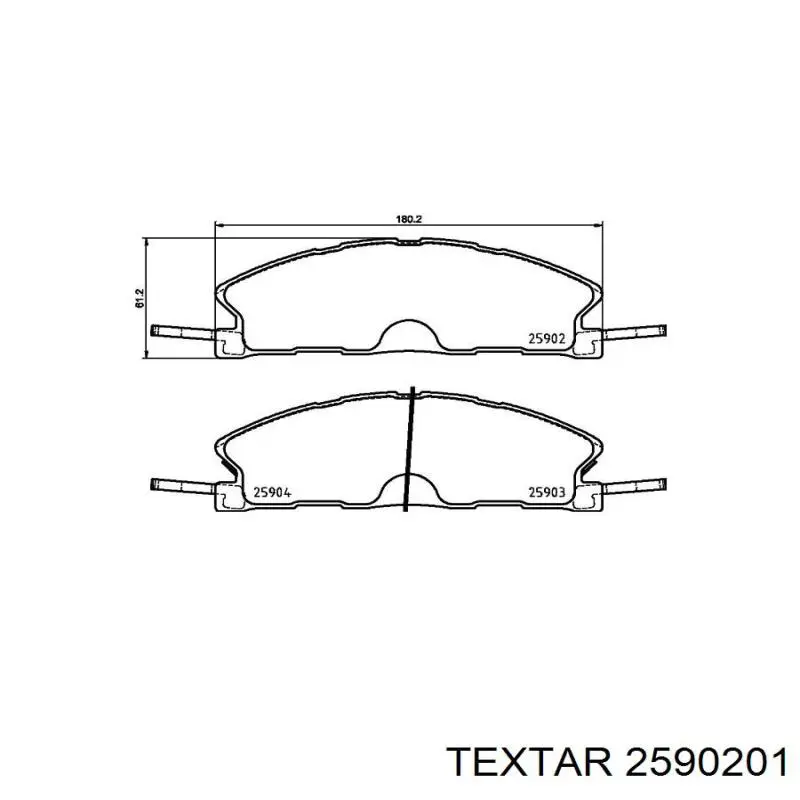 Колодки гальмівні передні, дискові 2590201 Textar