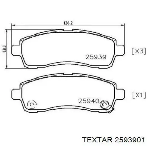 Передние тормозные колодки 2593901 Textar