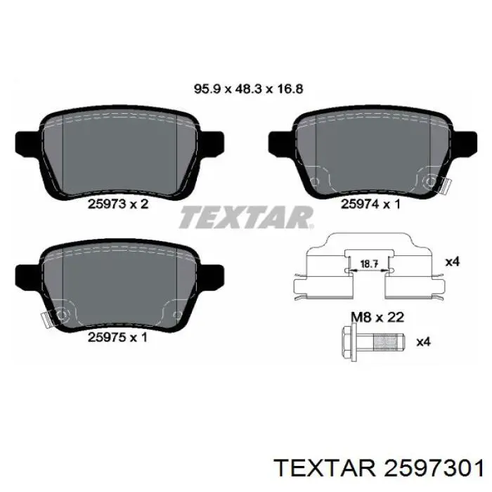 2597301 Textar sapatas do freio traseiras de disco