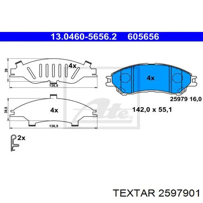 Купить 2597901 Textar Колодки тормозные