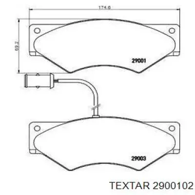 Передние тормозные колодки 2900102 Textar