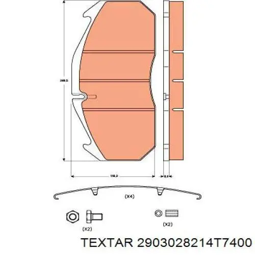 Передние тормозные колодки 2903028214T7400 Textar