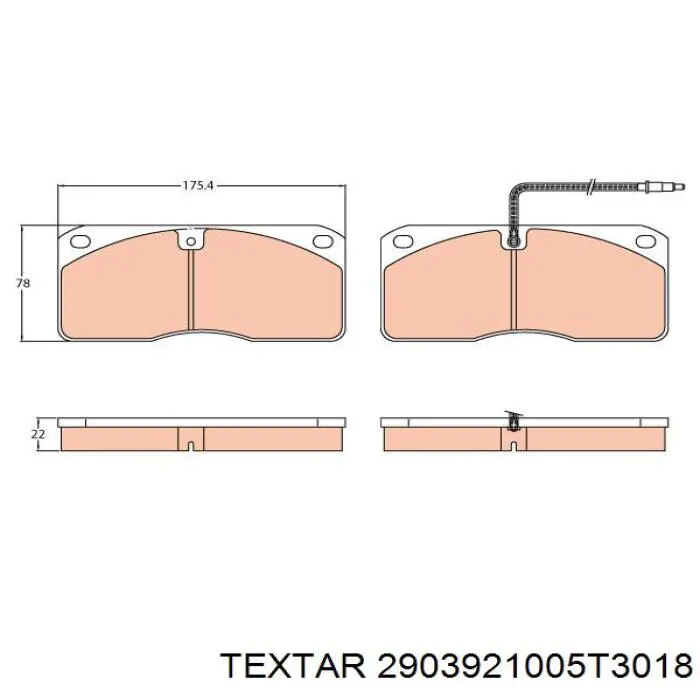 Передние тормозные колодки 2903921005T3018 Textar